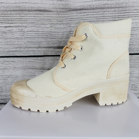 canvas heeled boots